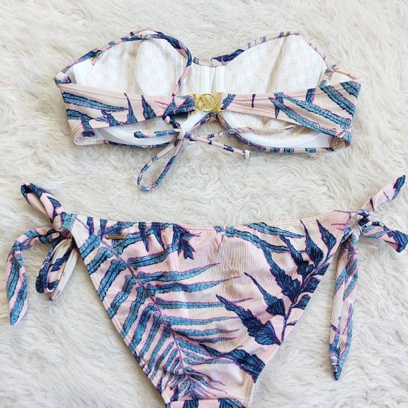 Victoria's Secret Women's Blue Tropical Leaf Strapless Bikini and Tankini Set S - Picture 5 of 7